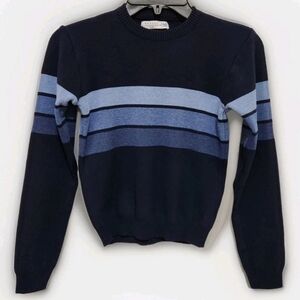 Refill Boys 10 Sweater Blue Stripe Longsleeve Pullover Crewneck (Runs Small)